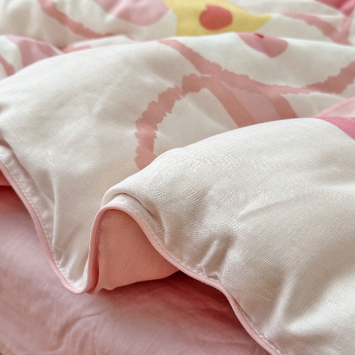 91家纺网 家纺一手货源 找家纺 萌宝家纺 2026新款母婴A类全棉双层纱儿童被套纯棉纱布三件套 小兔子