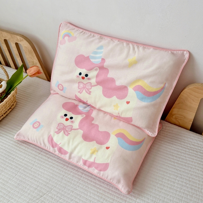 （总）萌宝家纺 2026春夏纯棉双层纱儿童枕套A类宝宝纱布枕头枕芯（萌宠系列）