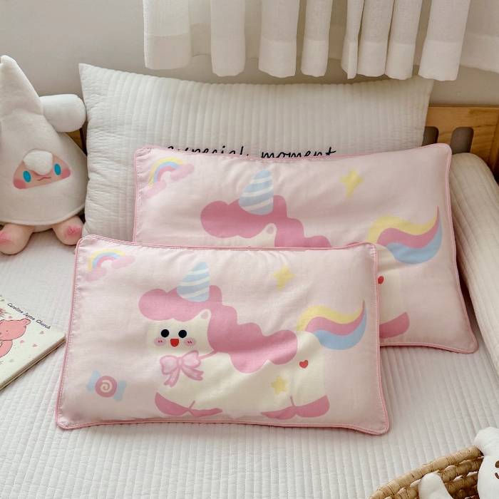 91家纺网 家纺一手货源 找家纺 （总）萌宝家纺 2026春夏纯棉双层纱儿童枕套A类宝宝纱布枕头枕芯（萌宠系列）