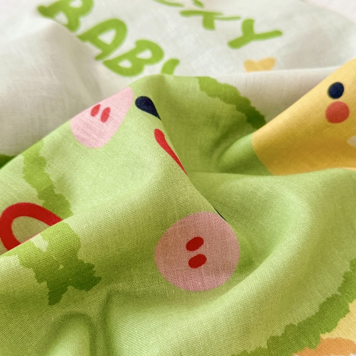 91家纺网 家纺一手货源 找家纺 萌宝家纺 2026春夏纯棉双层纱儿童枕套A类宝宝纱布枕头枕芯（萌宠系列） 绿恐龙