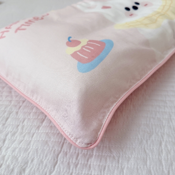 91家纺网 家纺一手货源 找家纺 萌宝家纺 2026春夏纯棉双层纱儿童枕套A类宝宝纱布枕头枕芯（萌宠系列） 西高地-粉色