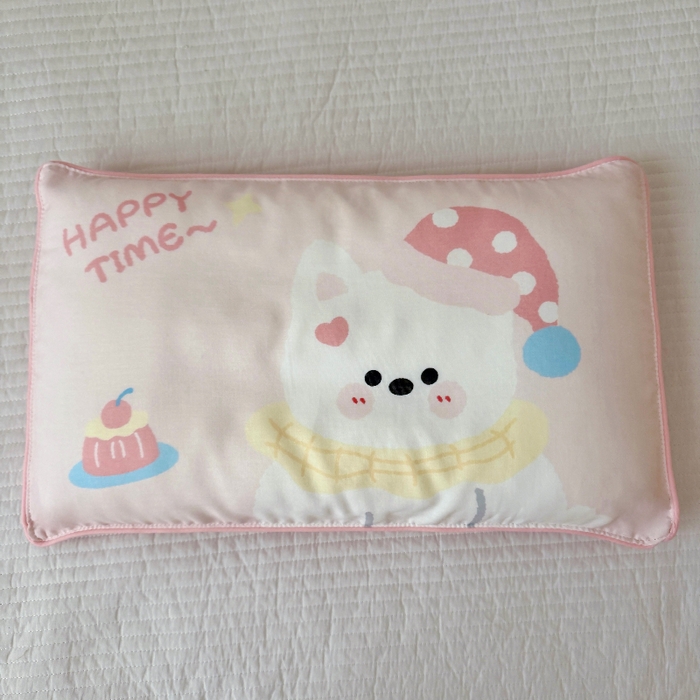 91家纺网 家纺一手货源 找家纺 萌宝家纺 2026春夏纯棉双层纱儿童枕套A类宝宝纱布枕头枕芯（萌宠系列） 西高地-粉色