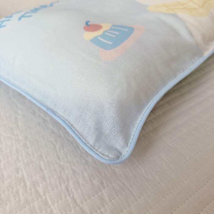 91家纺网 家纺一手货源 找家纺 萌宝家纺 2026春夏纯棉双层纱儿童枕套A类宝宝纱布枕头枕芯（萌宠系列） 西高地-蓝色