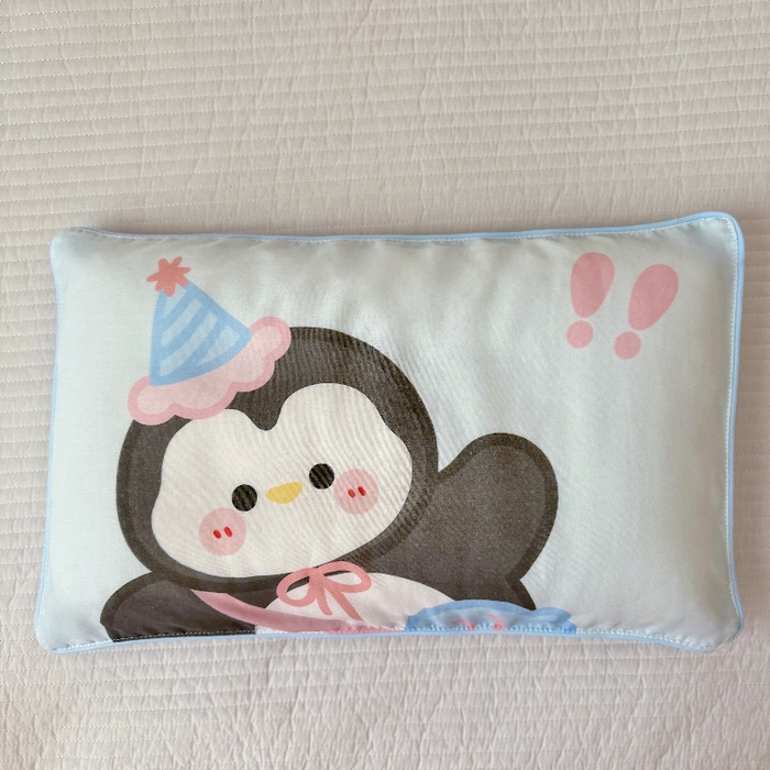 91家纺网 家纺一手货源 找家纺 萌宝家纺 2026春夏纯棉双层纱儿童枕套A类宝宝纱布枕头枕芯（萌宠系列） 小企鹅