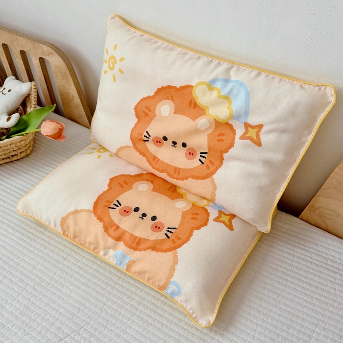 萌宝家纺 2026春夏纯棉双层纱儿童枕套A类宝宝纱布枕头枕芯（萌宠系列） 小狮子