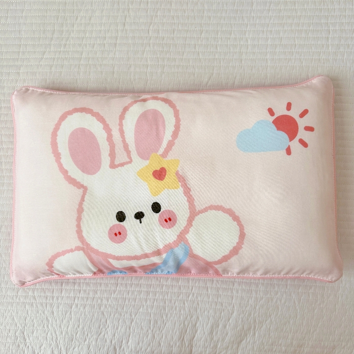 91家纺网 家纺一手货源 找家纺 萌宝家纺 2026春夏纯棉双层纱儿童枕套A类宝宝纱布枕头枕芯（萌宠系列） 小兔子