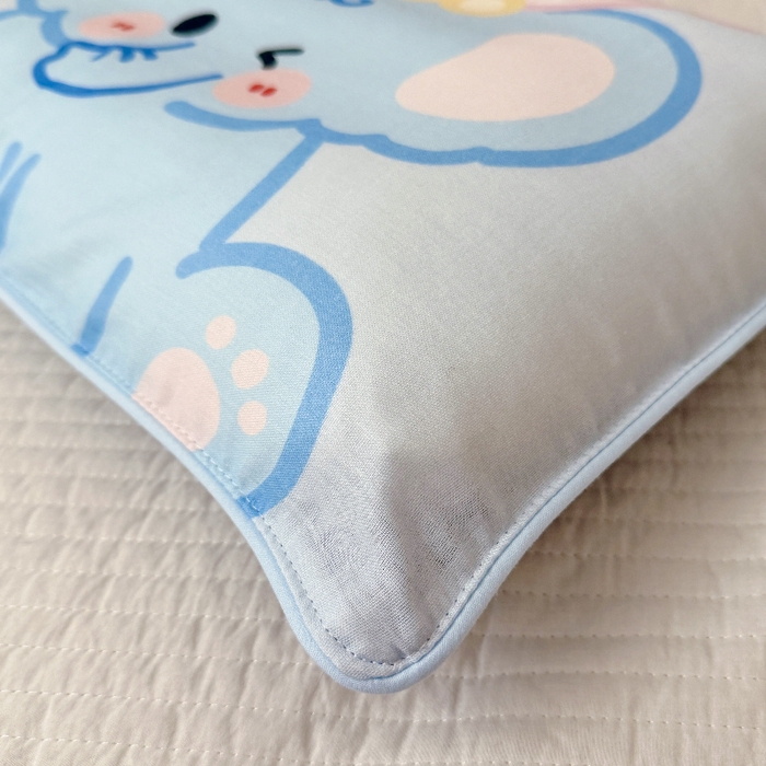 91家纺网 家纺一手货源 找家纺 萌宝家纺 2026春夏纯棉双层纱儿童枕套A类宝宝纱布枕头枕芯（萌宠系列） 小象