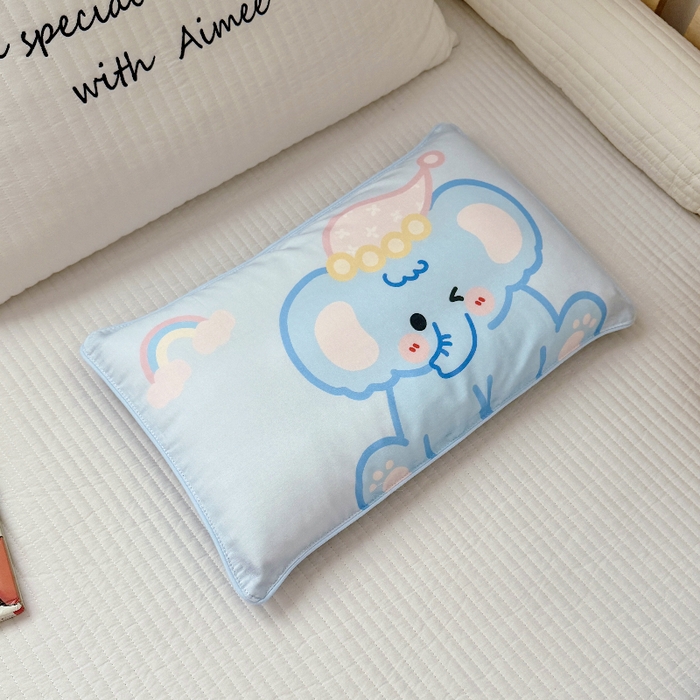 91家纺网 家纺一手货源 找家纺 萌宝家纺 2026春夏纯棉双层纱儿童枕套A类宝宝纱布枕头枕芯（萌宠系列） 小象