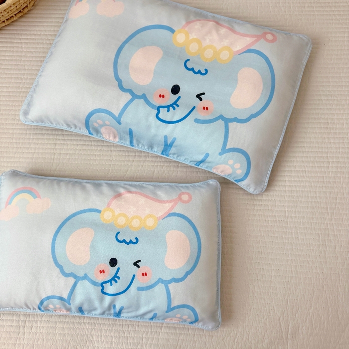 91家纺网 家纺一手货源 找家纺 萌宝家纺 2026春夏纯棉双层纱儿童枕套A类宝宝纱布枕头枕芯（萌宠系列） 小象