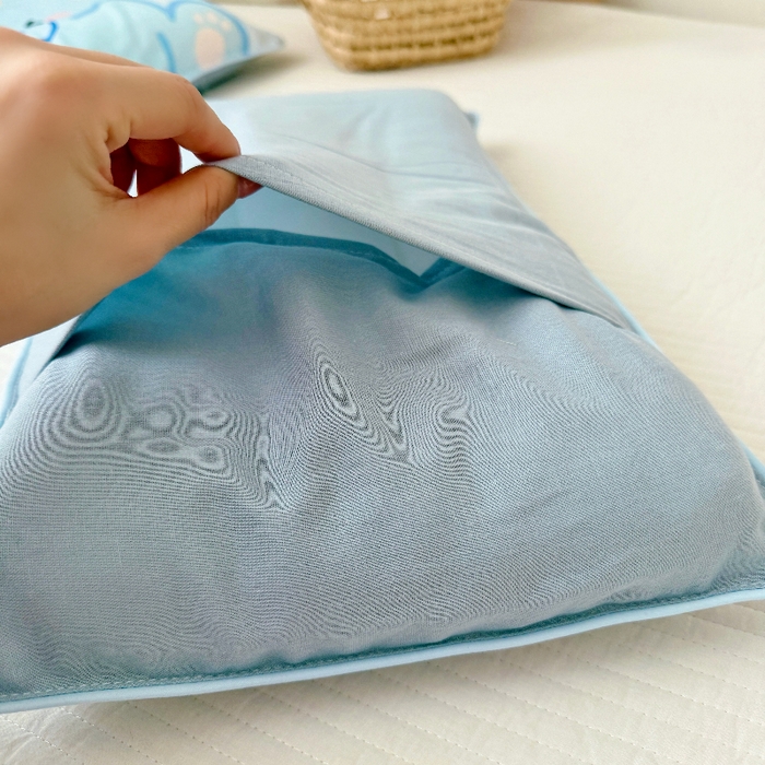 91家纺网 家纺一手货源 找家纺 萌宝家纺 2026春夏纯棉双层纱儿童枕套A类宝宝纱布枕头枕芯（萌宠系列） 小象