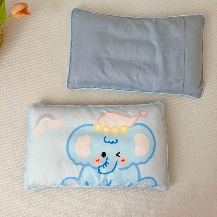 91家纺网 家纺一手货源 找家纺 萌宝家纺 2026春夏纯棉双层纱儿童枕套A类宝宝纱布枕头枕芯（萌宠系列） 小象