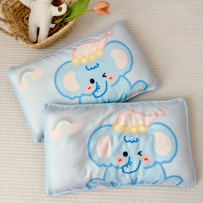91家纺网 家纺一手货源 找家纺 萌宝家纺 2026春夏纯棉双层纱儿童枕套A类宝宝纱布枕头枕芯（萌宠系列） 小象