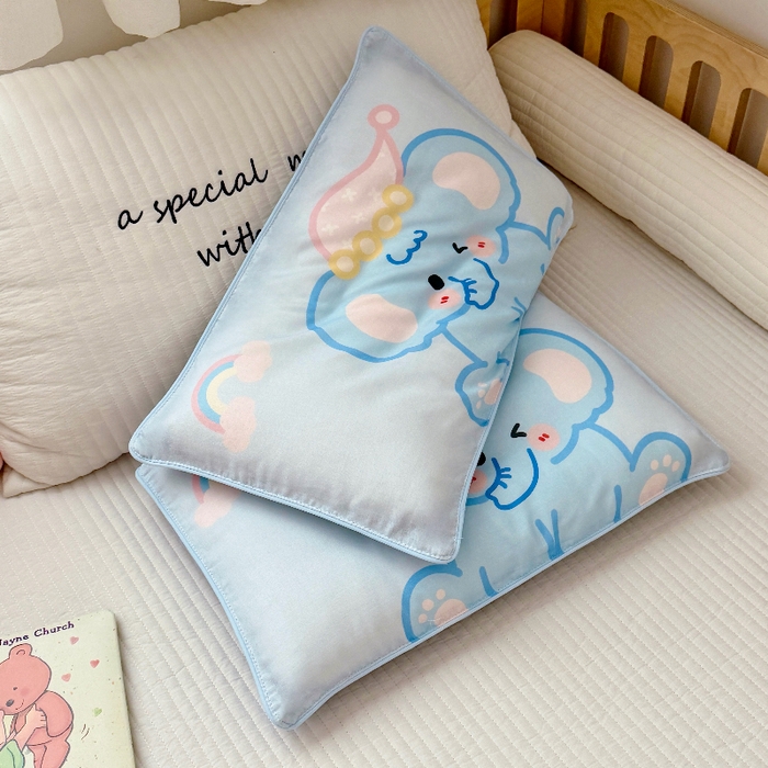 91家纺网 家纺一手货源 找家纺 萌宝家纺 2026春夏纯棉双层纱儿童枕套A类宝宝纱布枕头枕芯（萌宠系列） 小象