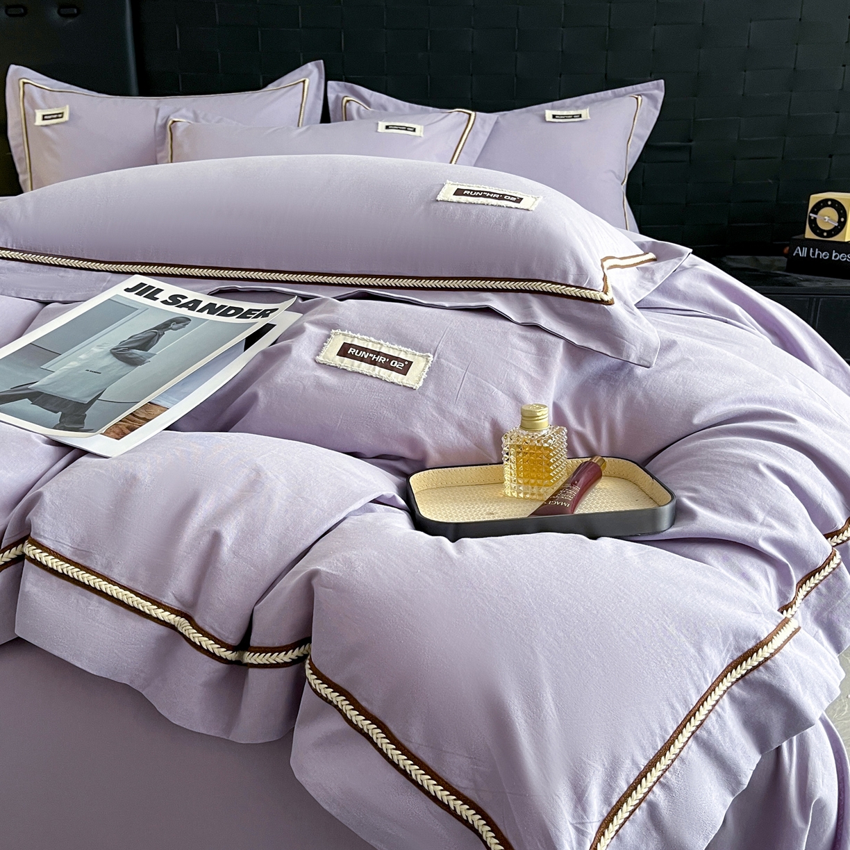 91家纺网 家纺一手货源 找家纺 佳汐蓝家纺 2026春夏新款高支高密全棉纯棉四件套-锦绫系列 锦绫-丁香紫