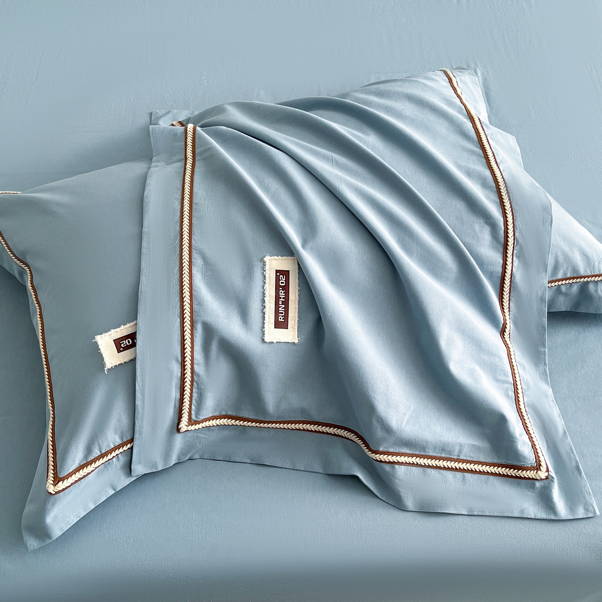 91家纺网 家纺一手货源 找家纺 佳汐蓝家纺 2026春夏新款高支高密全棉纯棉四件套-锦绫系列 锦绫-海青