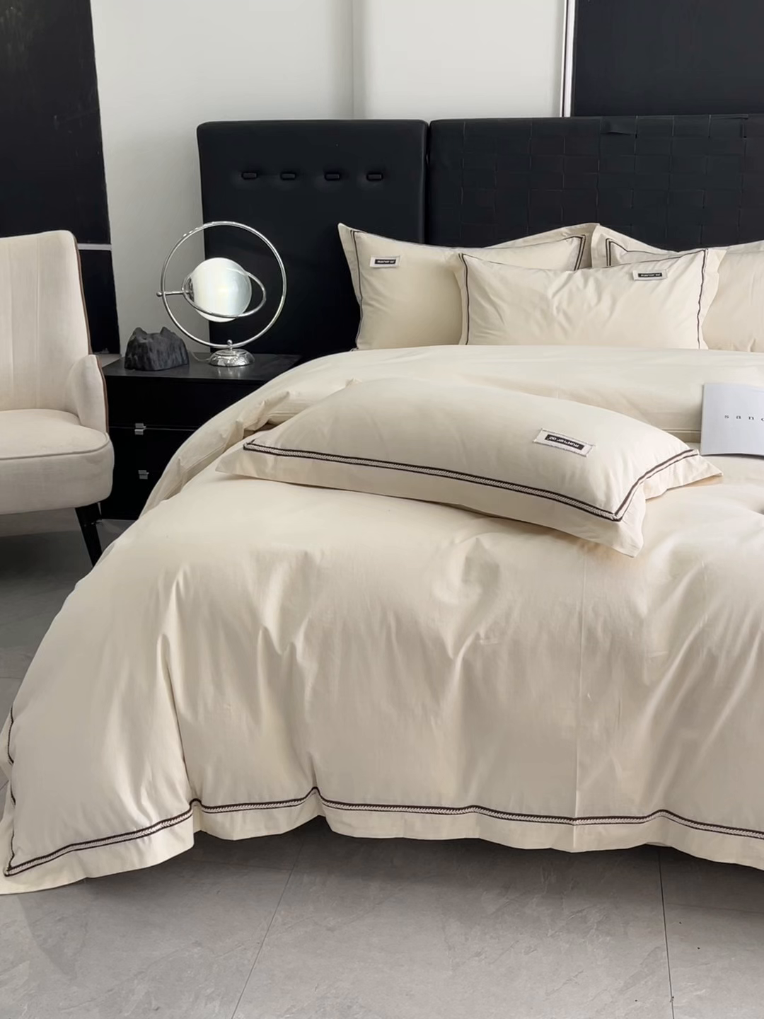 91家纺网 家纺一手货源 找家纺 佳汐蓝家纺 2026春夏新款高支高密全棉纯棉四件套-锦绫系列 锦绫-奶昔白