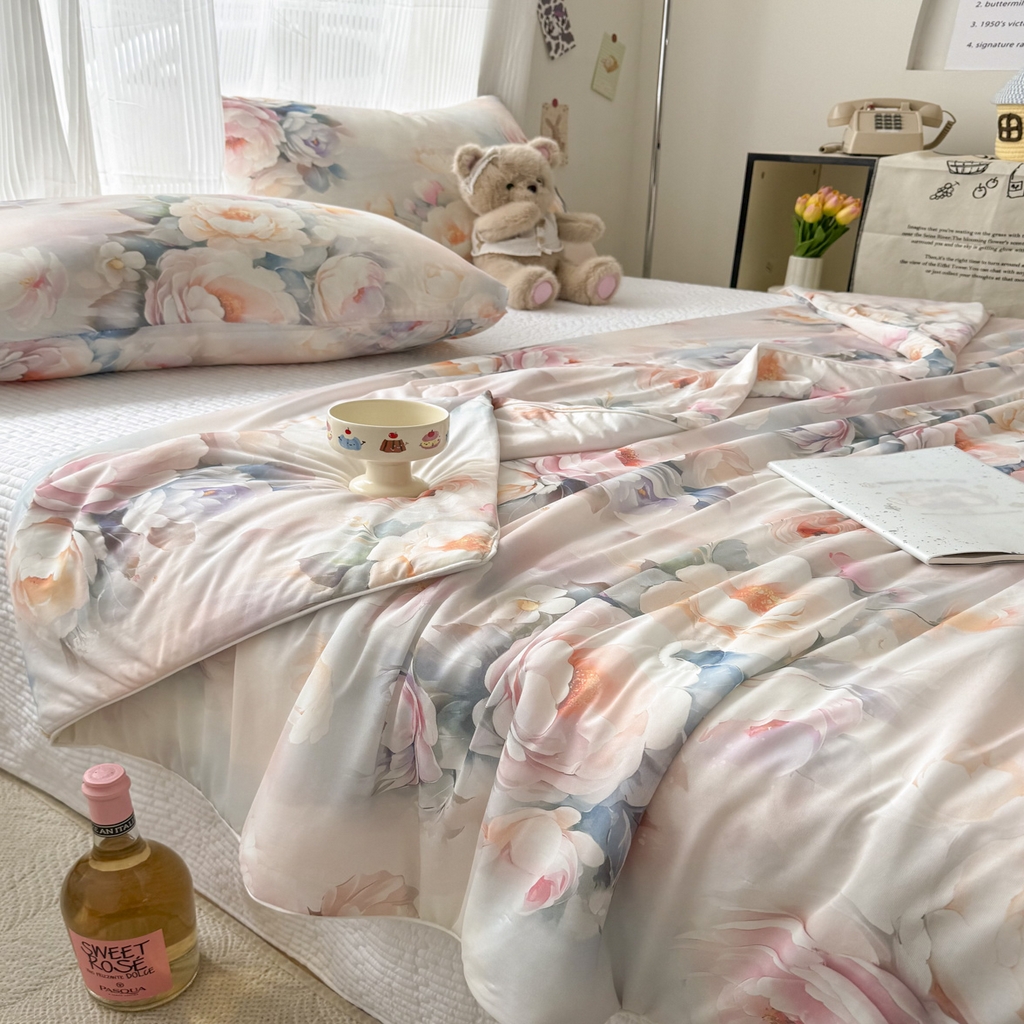 91家纺网 家纺一手货源 找家纺 （总）默忆 2026新款凉感丝印花大豆纤维夏被空调被夏凉被