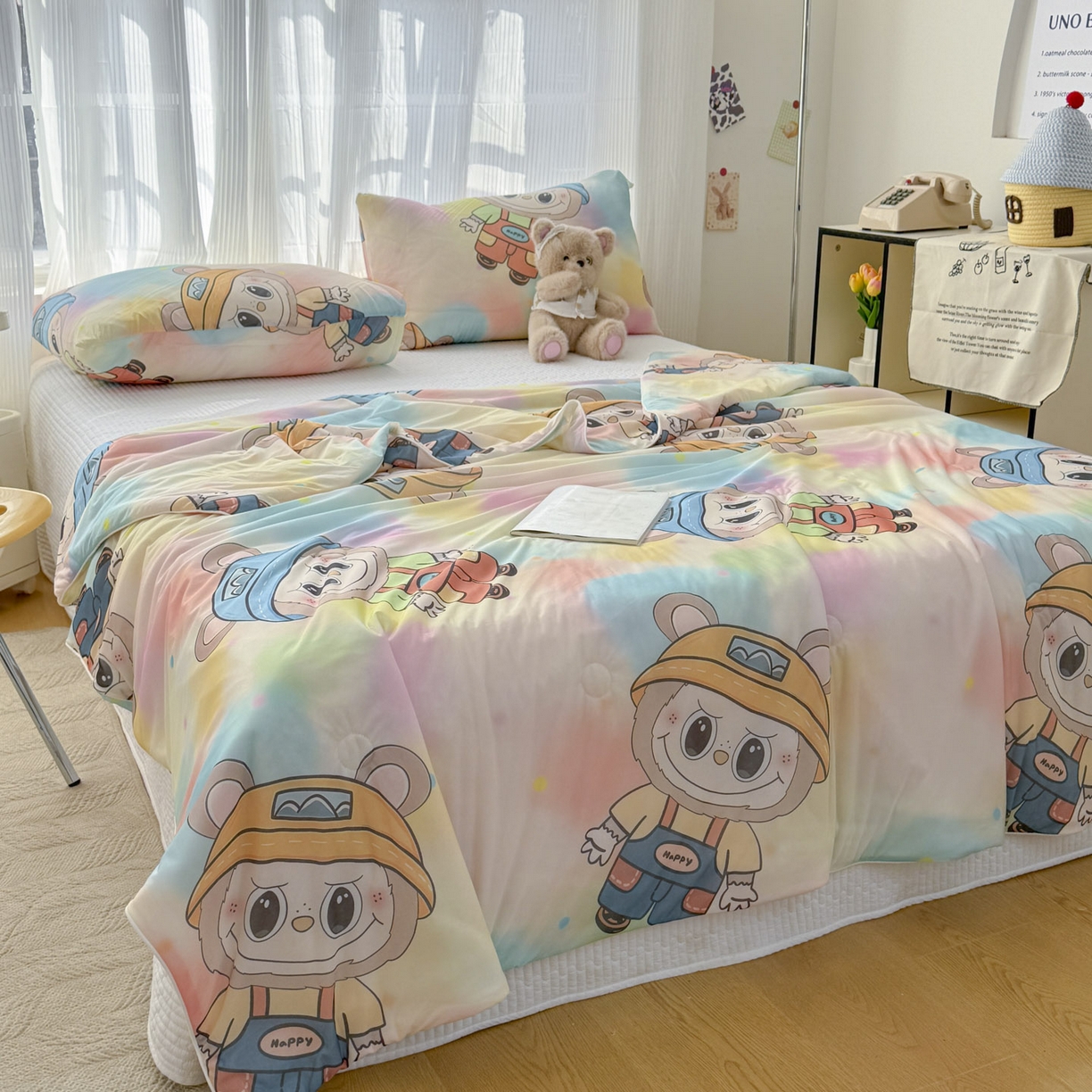 91家纺网 家纺一手货源 找家纺 默忆 2026新款凉感丝印花大豆纤维夏被空调被夏凉被 彩虹布布