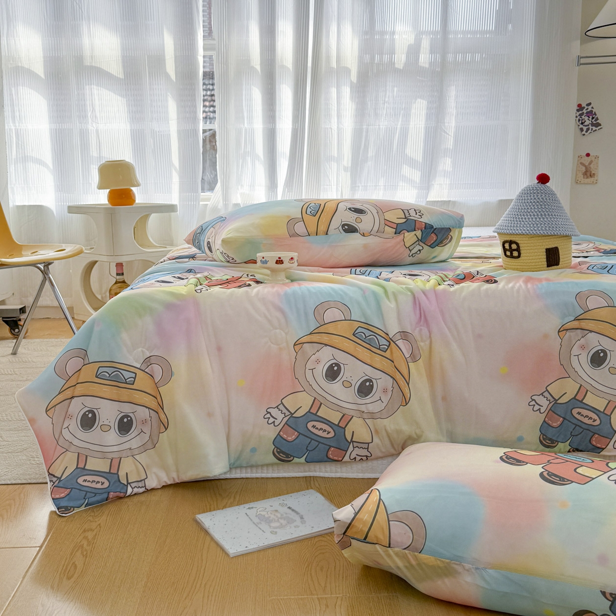 91家纺网 家纺一手货源 找家纺 默忆 2026新款凉感丝印花大豆纤维夏被空调被夏凉被 彩虹布布