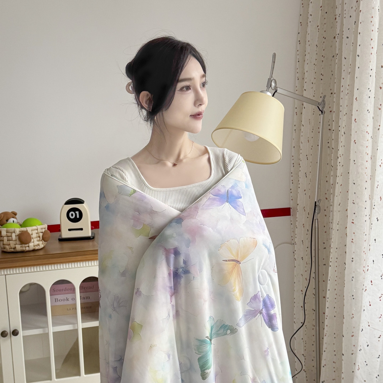 91家纺网 家纺一手货源 找家纺 默忆 2026新款凉感丝印花大豆纤维夏被空调被夏凉被 彩蝶漫舞