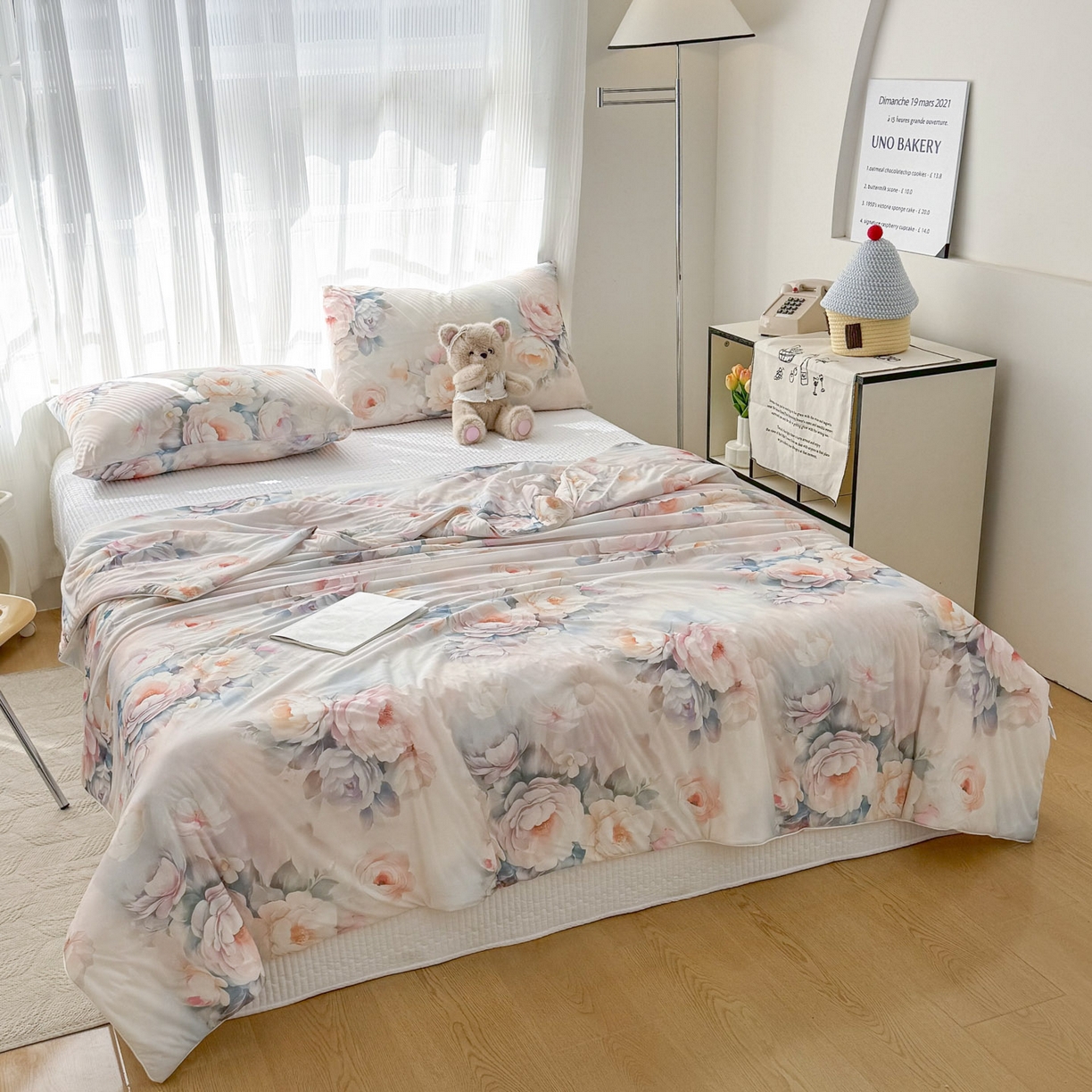 91家纺网 家纺一手货源 找家纺 默忆 2026新款凉感丝印花大豆纤维夏被空调被夏凉被 国色天香