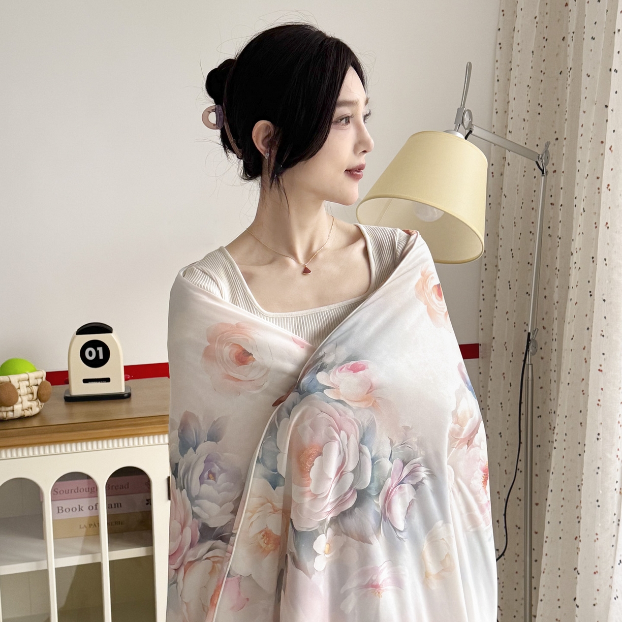 91家纺网 家纺一手货源 找家纺 默忆 2026新款凉感丝印花大豆纤维夏被空调被夏凉被 国色天香