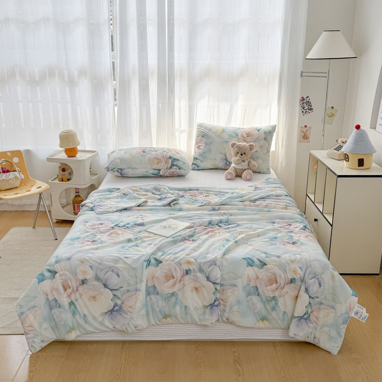 91家纺网 家纺一手货源 找家纺 默忆 2026新款凉感丝印花大豆纤维夏被空调被夏凉被 墨韵