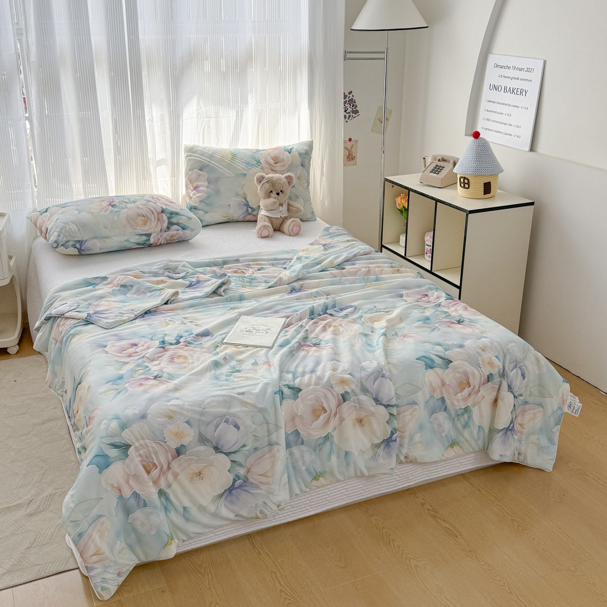 91家纺网 家纺一手货源 找家纺 默忆 2026新款凉感丝印花大豆纤维夏被空调被夏凉被 墨韵