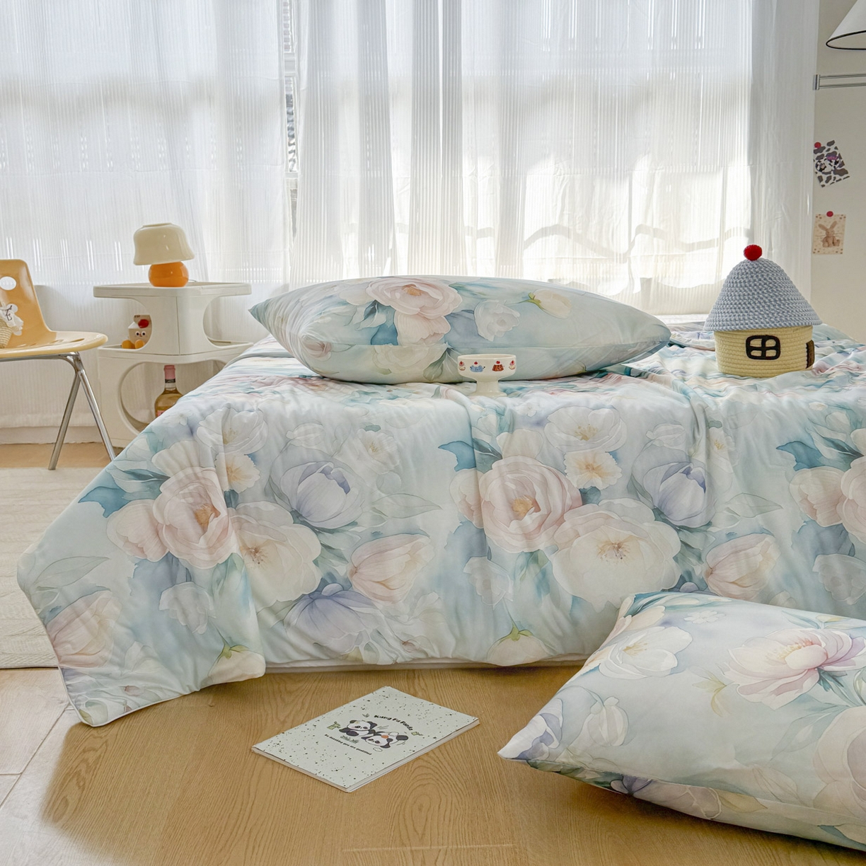 91家纺网 家纺一手货源 找家纺 默忆 2026新款凉感丝印花大豆纤维夏被空调被夏凉被 墨韵