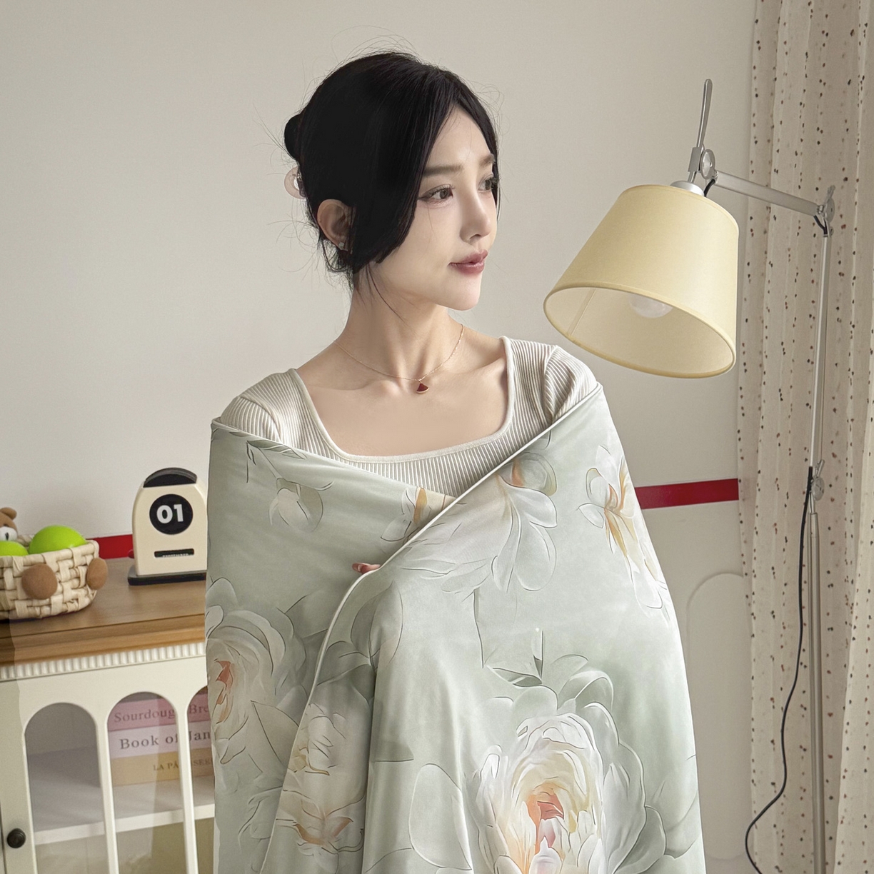 91家纺网 家纺一手货源 找家纺 默忆 2026新款凉感丝印花大豆纤维夏被空调被夏凉被 浓情蜜意绿