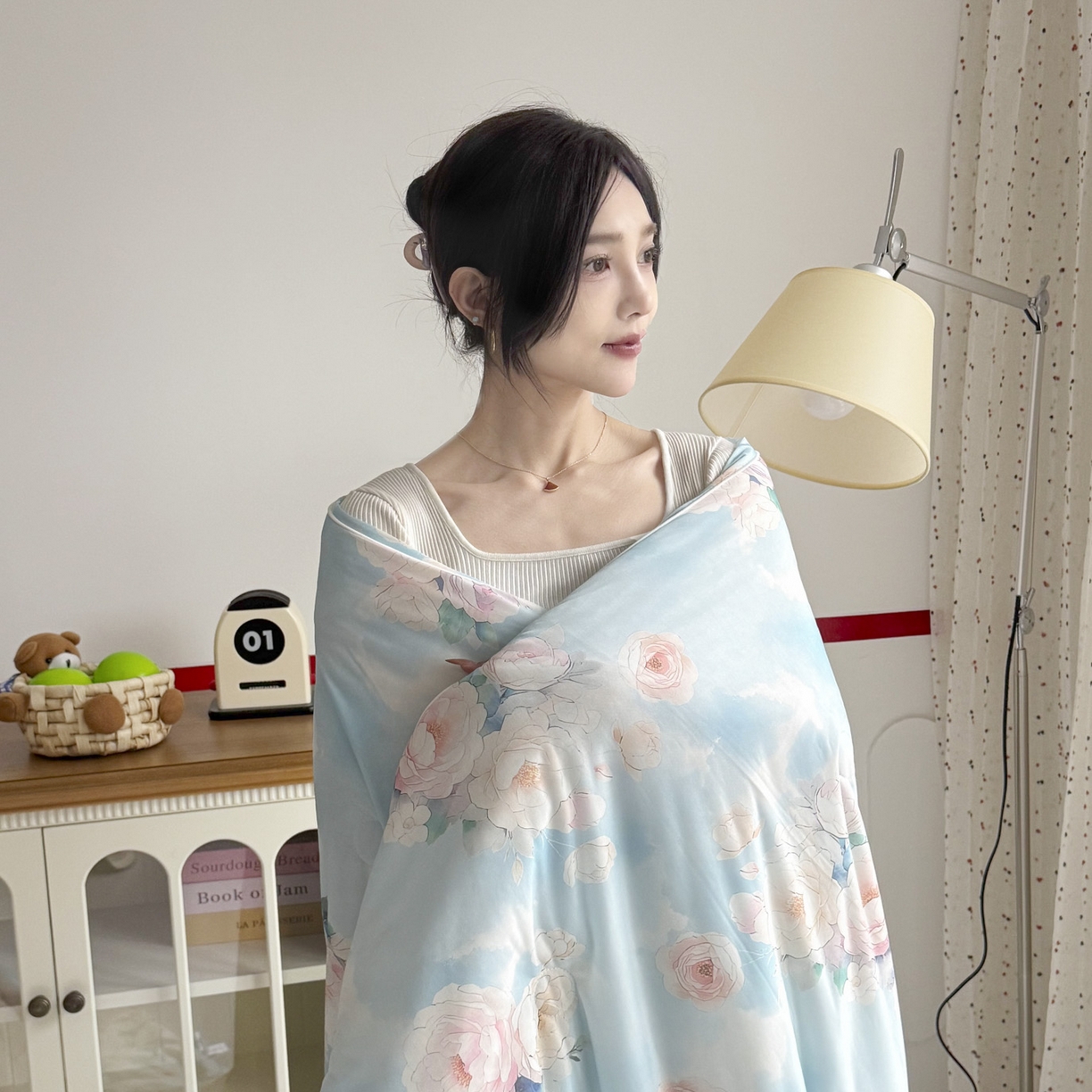 91家纺网 家纺一手货源 找家纺 默忆 2026新款凉感丝印花大豆纤维夏被空调被夏凉被 轻风细语