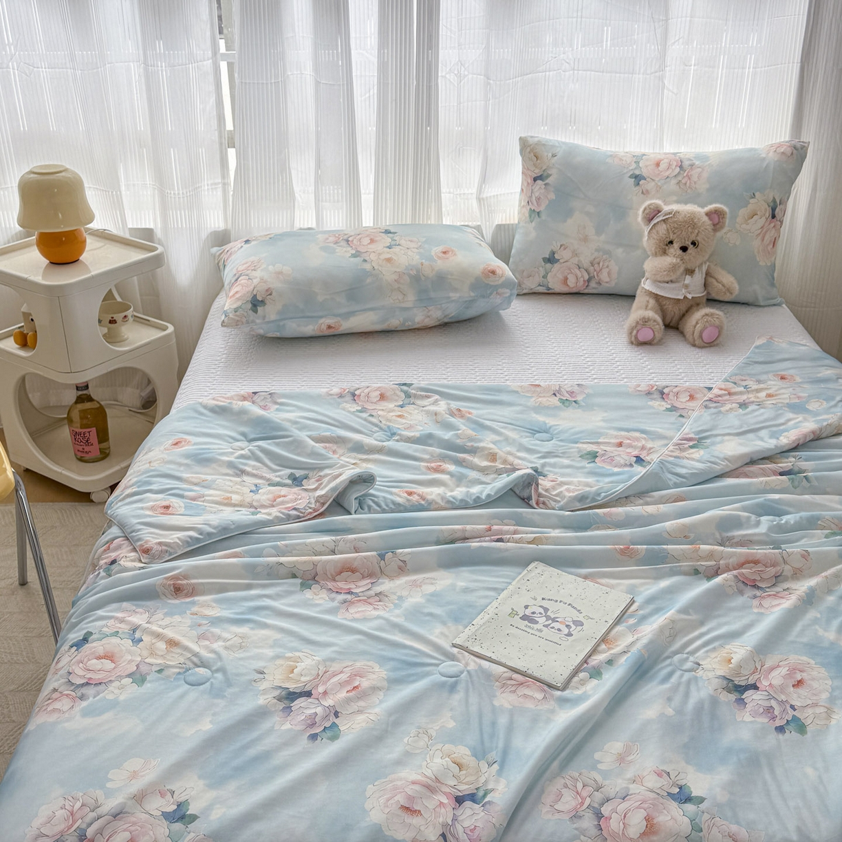 91家纺网 家纺一手货源 找家纺 默忆 2026新款凉感丝印花大豆纤维夏被空调被夏凉被 轻风细语