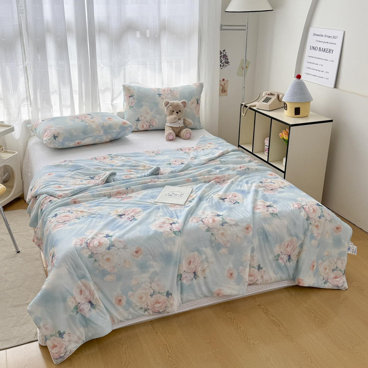 91家纺网 家纺一手货源 找家纺 默忆 2026新款凉感丝印花大豆纤维夏被空调被夏凉被 轻风细语