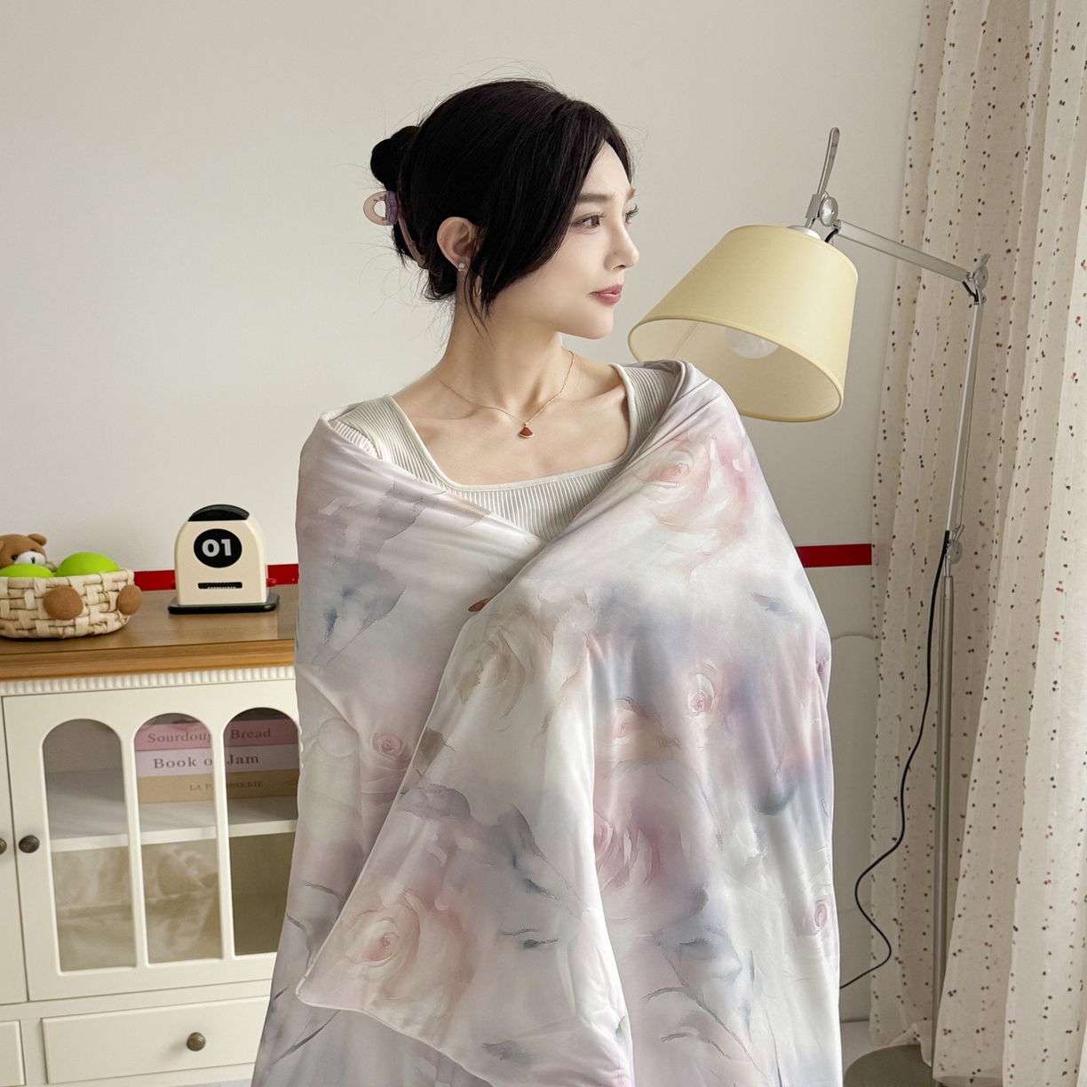 91家纺网 家纺一手货源 找家纺 默忆 2026新款凉感丝印花大豆纤维夏被空调被夏凉被 意境迷人