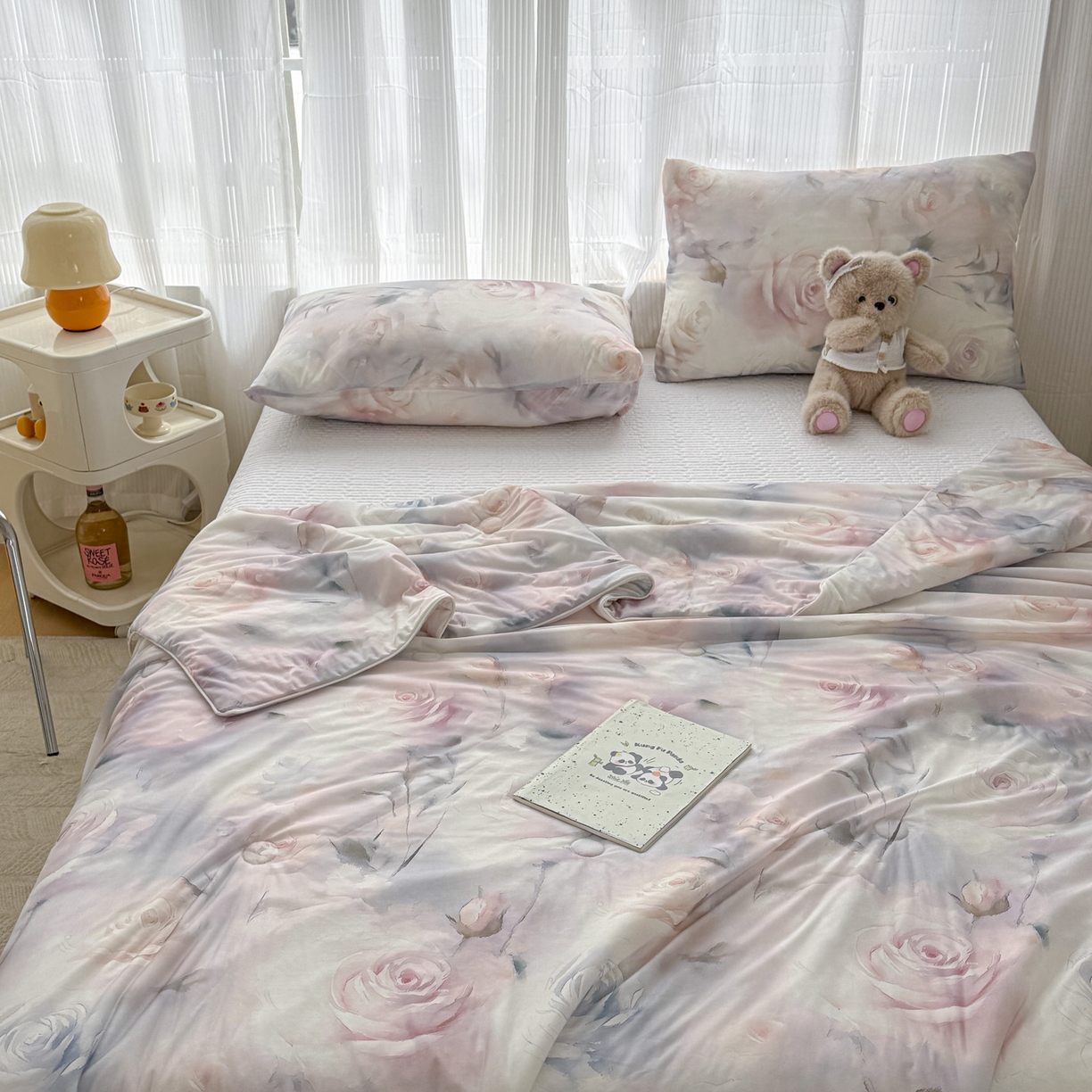 91家纺网 家纺一手货源 找家纺 默忆 2026新款凉感丝印花大豆纤维夏被空调被夏凉被 意境迷人