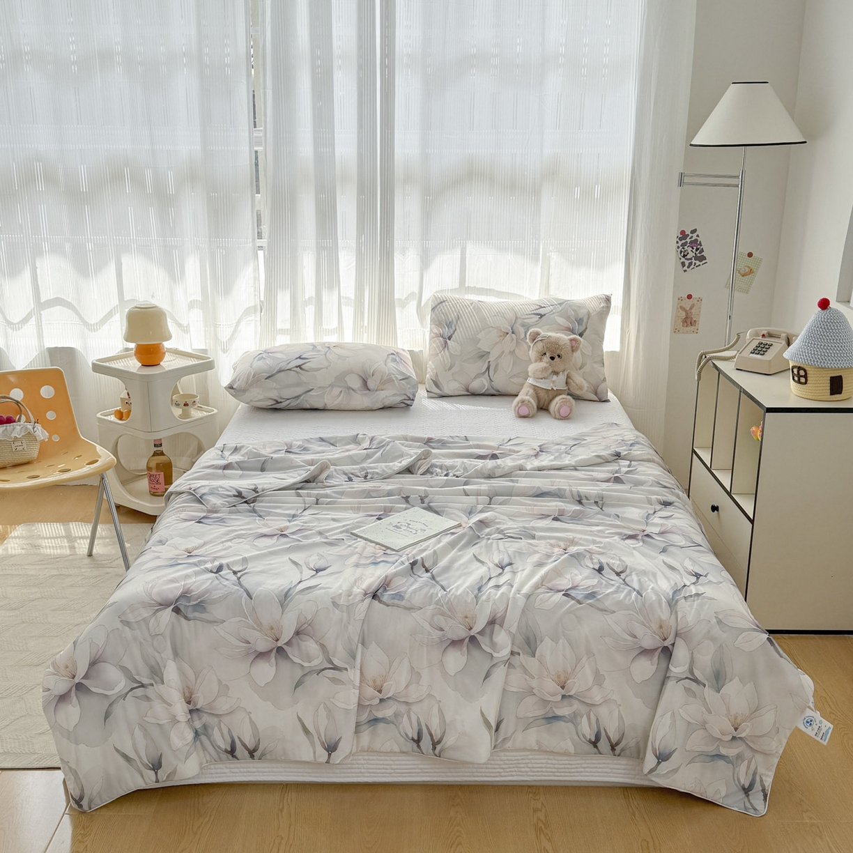 91家纺网 家纺一手货源 找家纺 默忆 2026新款凉感丝印花大豆纤维夏被空调被夏凉被 玉兰谷