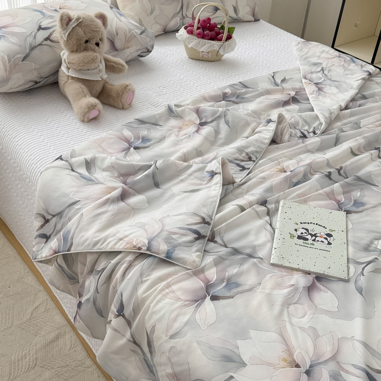 91家纺网 家纺一手货源 找家纺 默忆 2026新款凉感丝印花大豆纤维夏被空调被夏凉被 玉兰谷