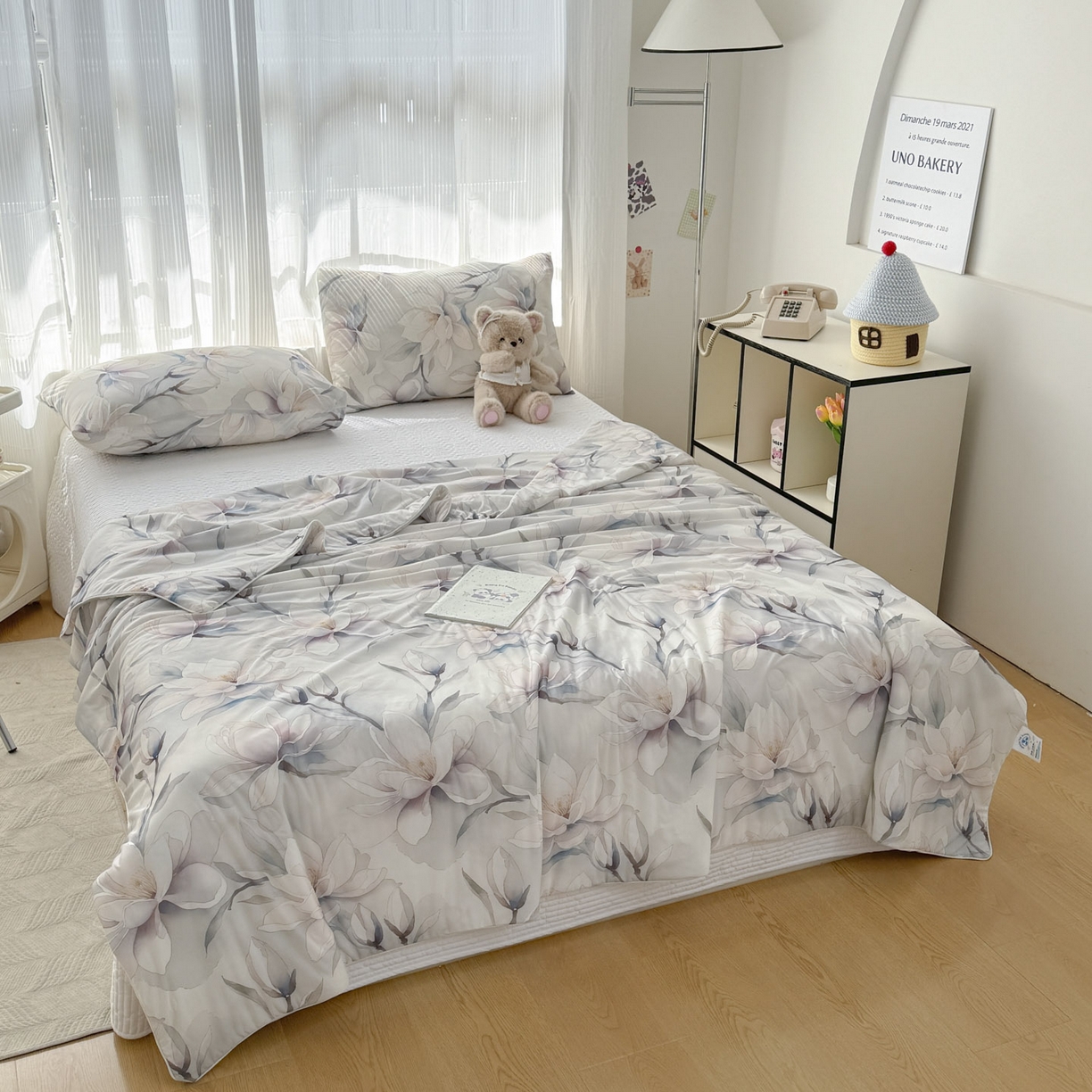 91家纺网 家纺一手货源 找家纺 默忆 2026新款凉感丝印花大豆纤维夏被空调被夏凉被 玉兰谷