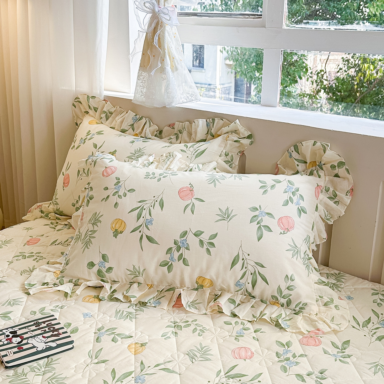 91家纺网 家纺一手货源 找家纺 （总）忘忧草 2026新款全棉纯棉印花精致花边枕套单枕套 枕套单件