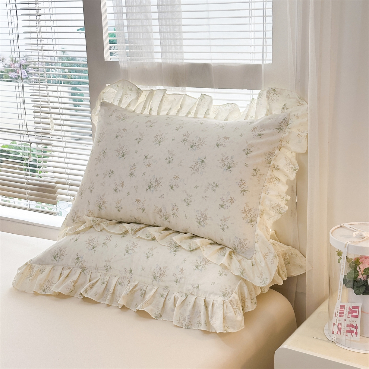 91家纺网 家纺一手货源 找家纺 忘忧草 2026新款全棉纯棉印花精致花边枕套单枕套 枕套单件 花仙子