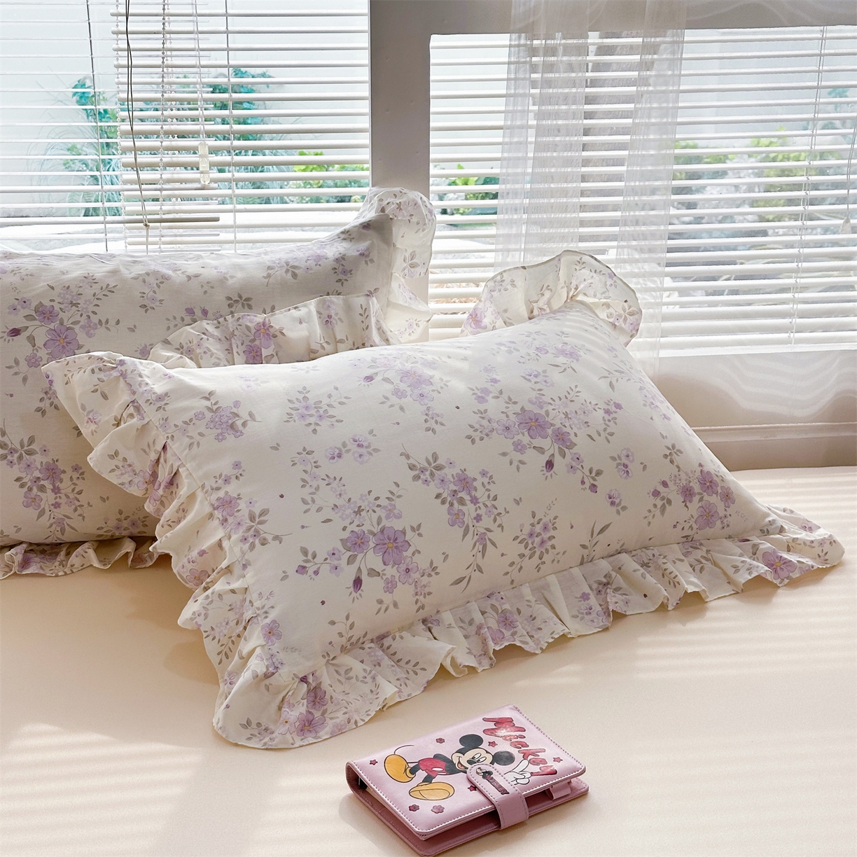 91家纺网 家纺一手货源 找家纺 忘忧草 2026新款全棉纯棉印花精致花边枕套单枕套 枕套单件 苏林 紫
