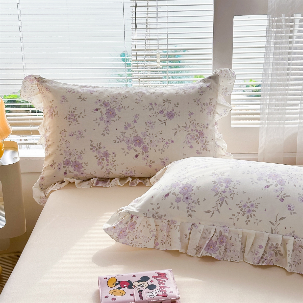 91家纺网 家纺一手货源 找家纺 忘忧草 2026新款全棉纯棉印花精致花边枕套单枕套 枕套单件 苏林 紫