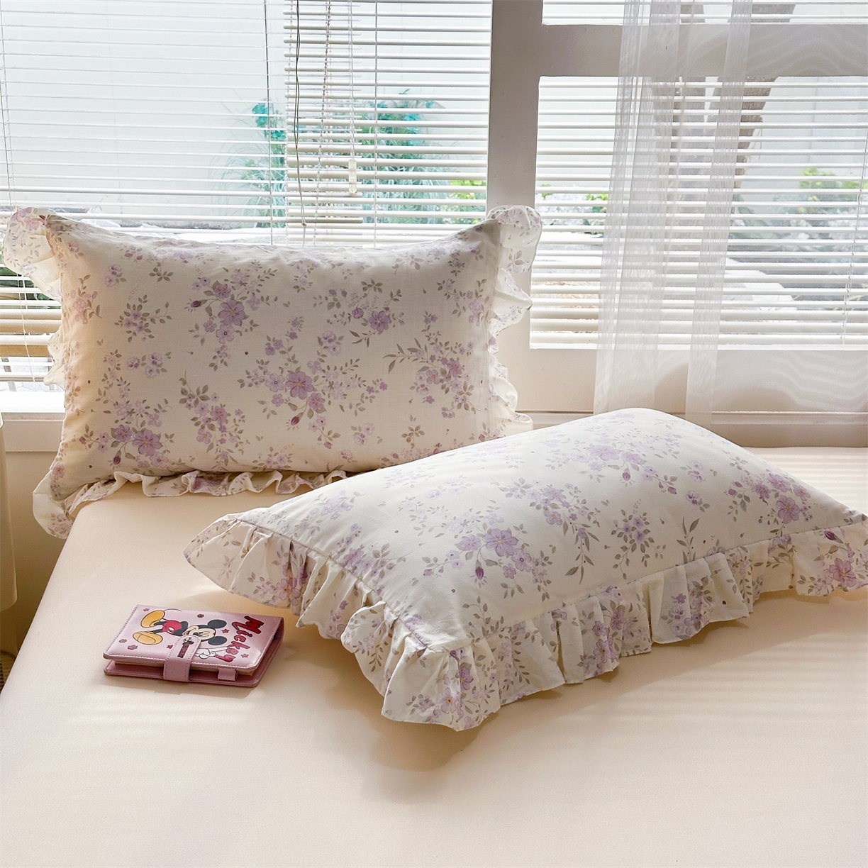 91家纺网 家纺一手货源 找家纺 忘忧草 2026新款全棉纯棉印花精致花边枕套单枕套 枕套单件 苏林 紫