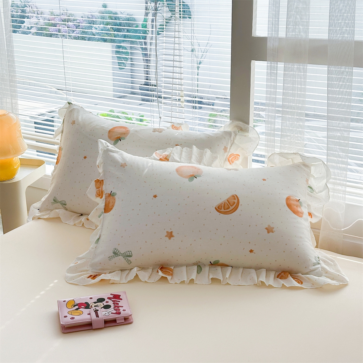 忘忧草 2026新款全棉纯棉印花精致花边枕套单枕套 枕套单件 甜桔小兔