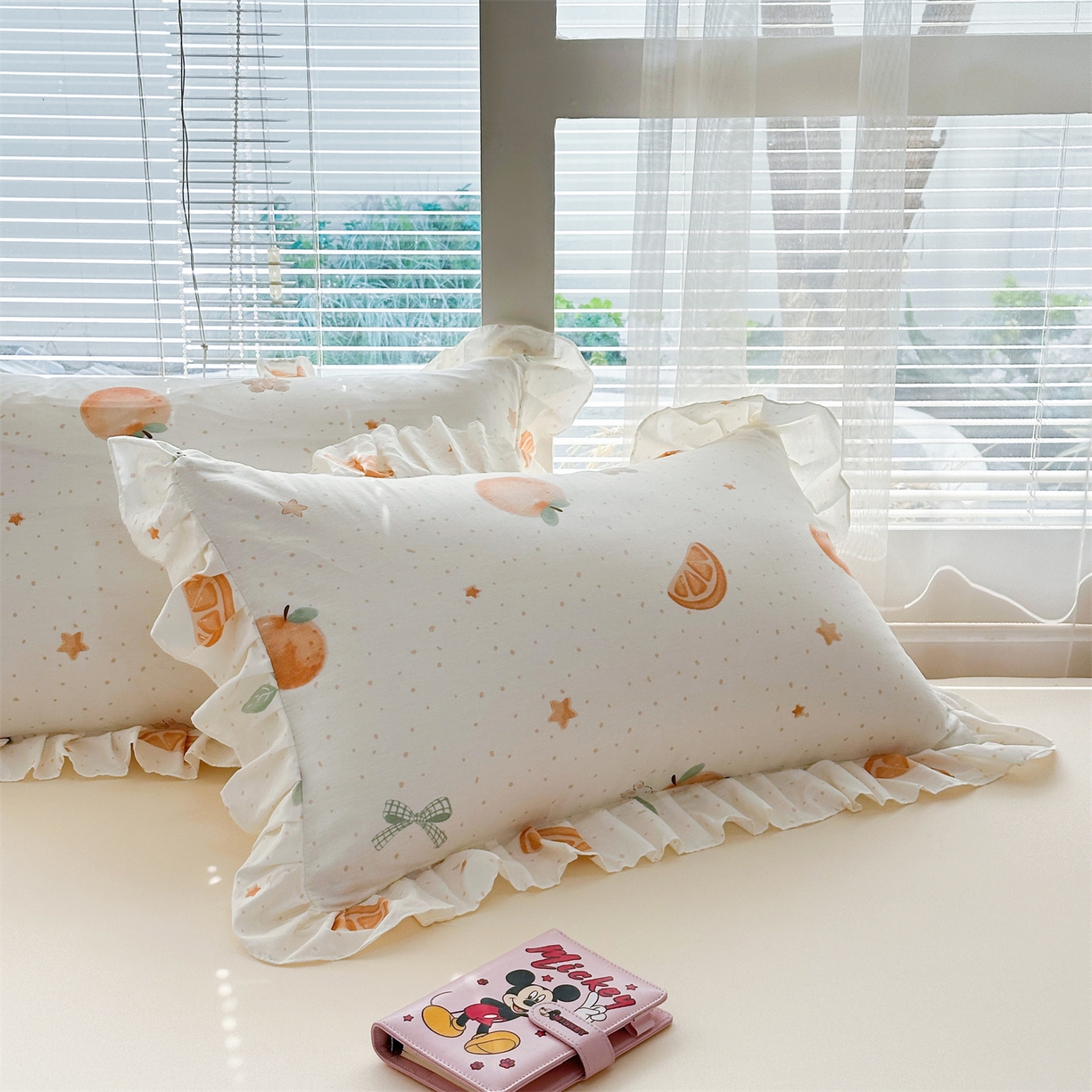 91家纺网 家纺一手货源 找家纺 忘忧草 2026新款全棉纯棉印花精致花边枕套单枕套 枕套单件 甜桔小兔