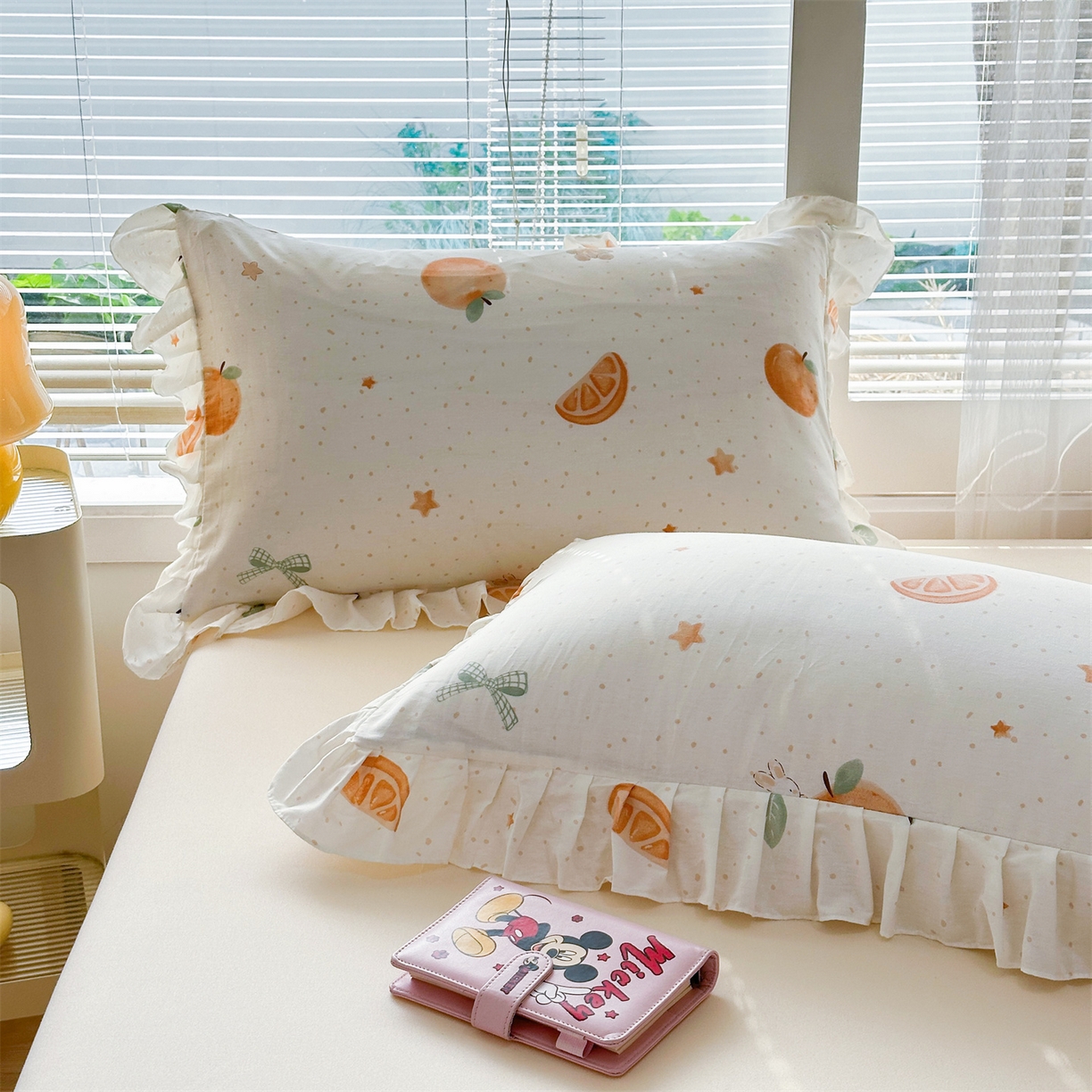 91家纺网 家纺一手货源 找家纺 忘忧草 2026新款全棉纯棉印花精致花边枕套单枕套 枕套单件 甜桔小兔