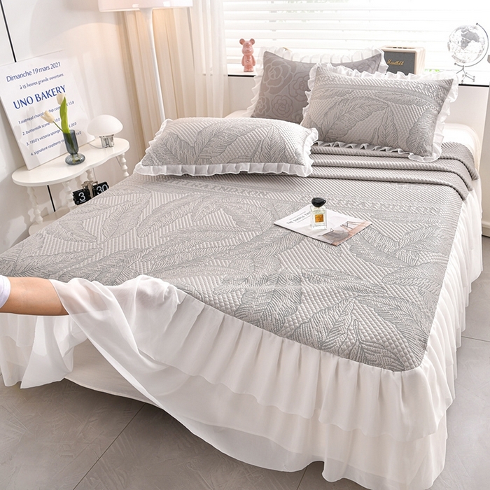 91家纺网 家纺一手货源 找家纺 （总）绘萱家居 2026爆款冰凉豆豆凉席三件套床裙款冰丝软席子