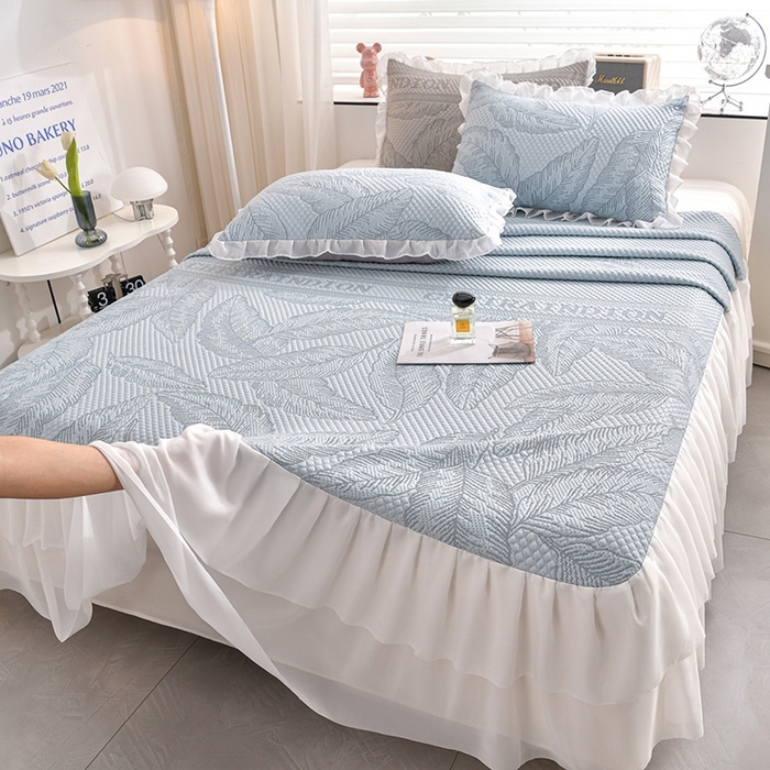 91家纺网 家纺一手货源 找家纺 （总）绘萱家居 2026爆款冰凉豆豆凉席三件套床裙款冰丝软席子