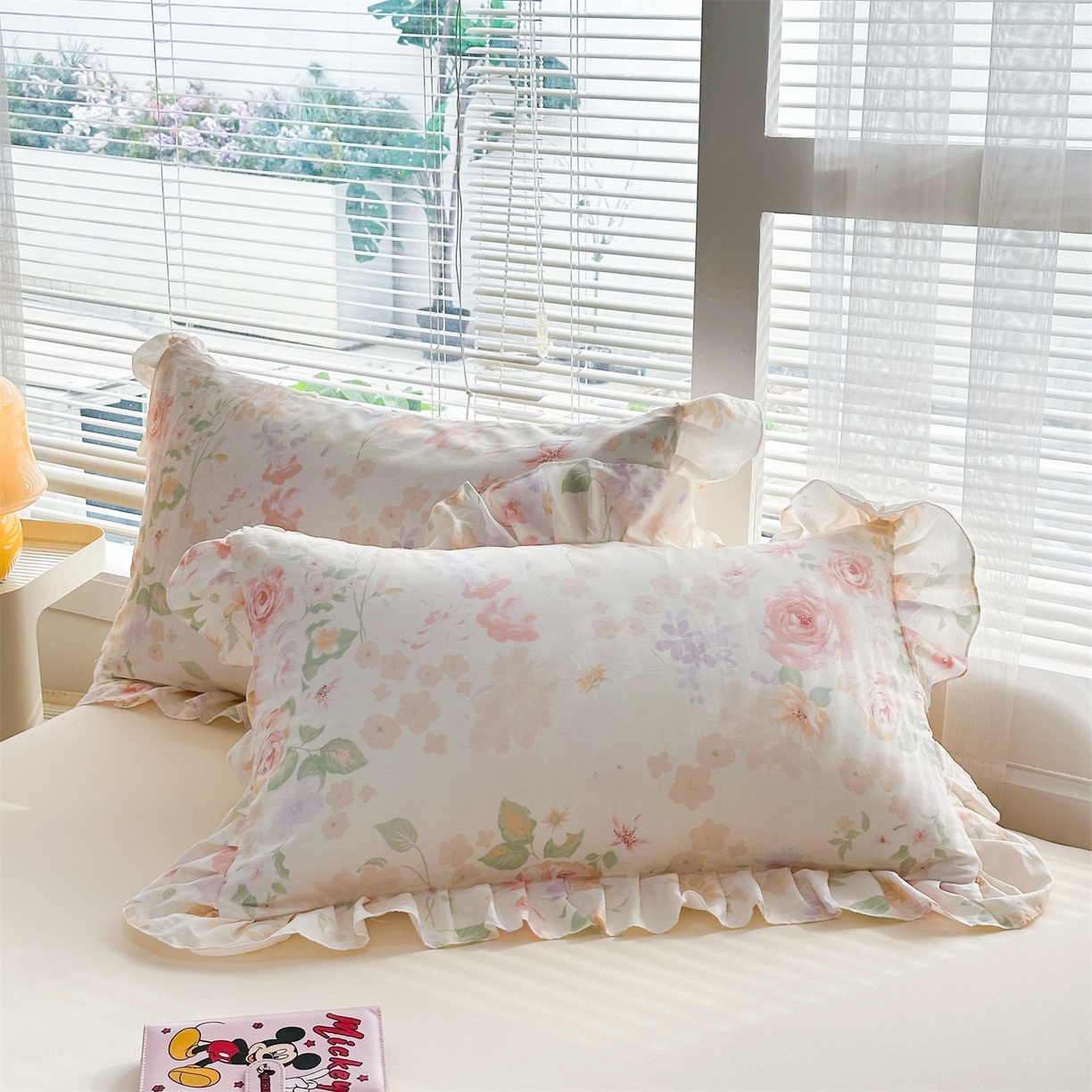 忘忧草 2026新款全棉纯棉印花精致花边枕套单枕套 枕套单件 雾飞花