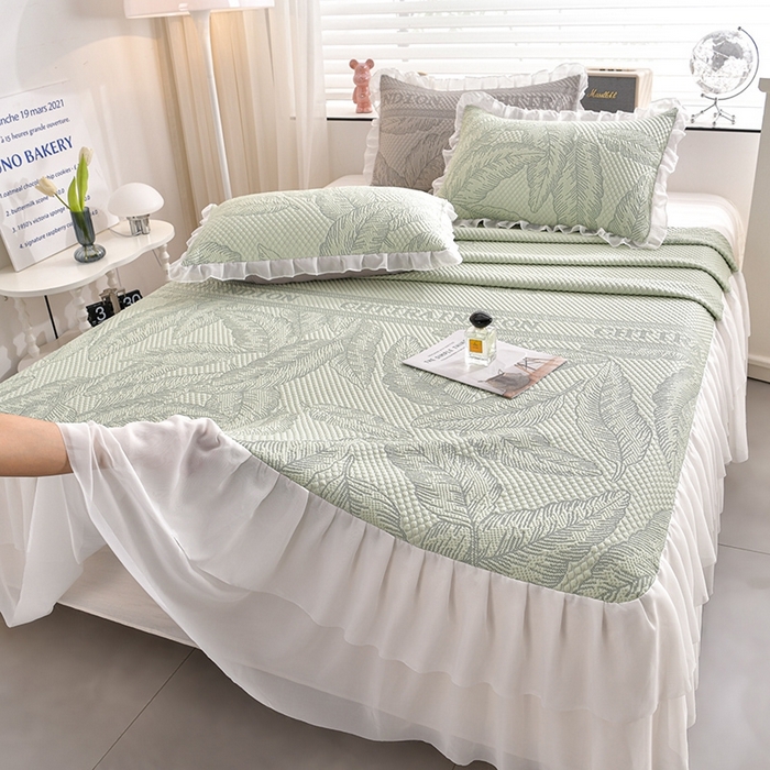 91家纺网 家纺一手货源 找家纺 （总）绘萱家居 2026爆款冰凉豆豆凉席三件套床裙款冰丝软席子